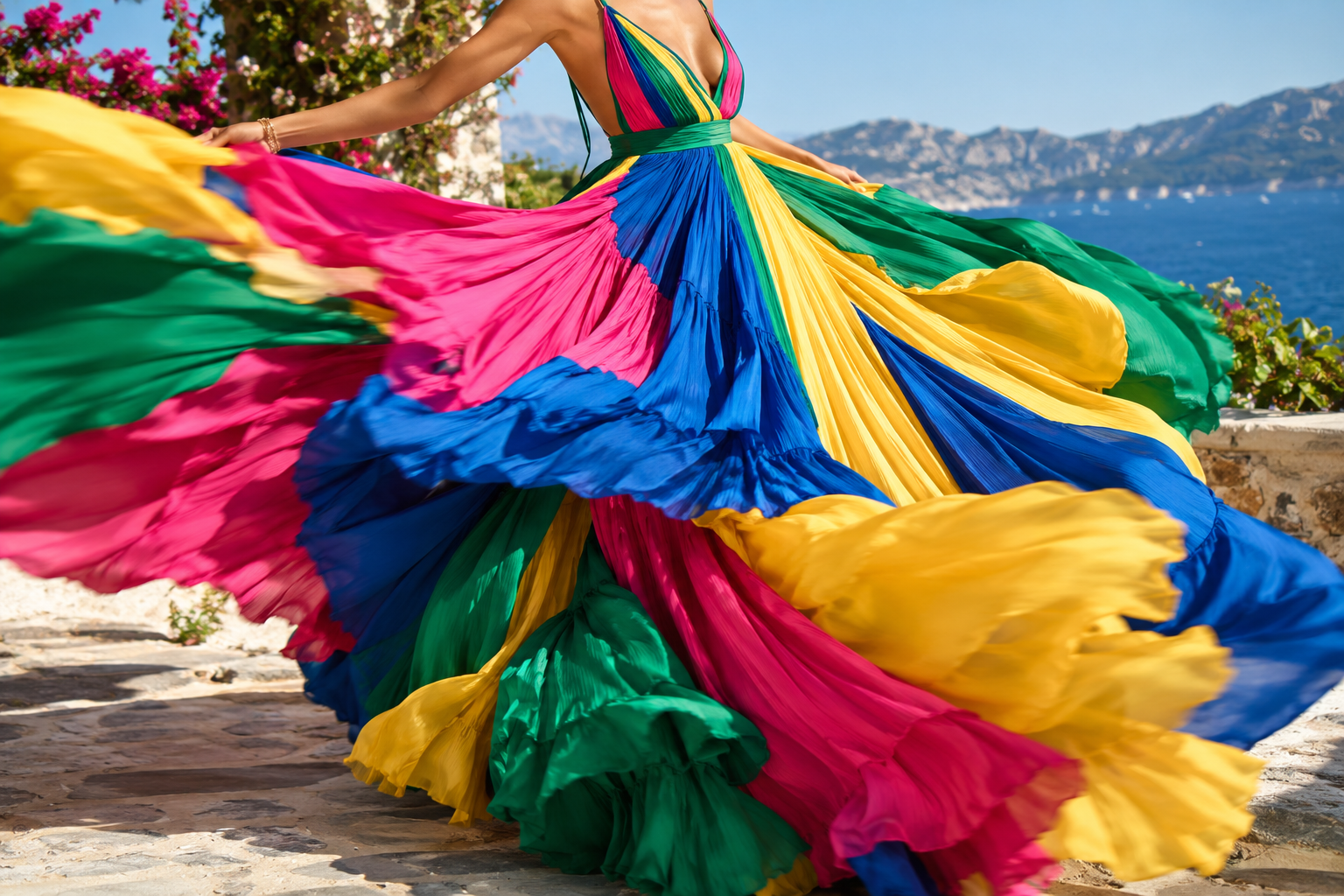 Vestido maximalista em movimento